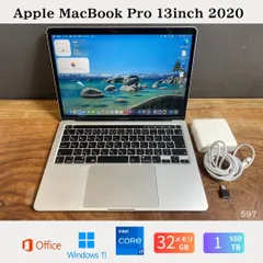 ［美品］Apple MacBook Pro 13inch 2020/Core i7 2.3GHz/メモリ32GB/SSD1TB/Windows11/Office 2024/597