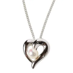 新品同様 TASAKI タサキ 田崎真珠 ハート 1P パール ネックレス ペンダント シルバー レディース 古着 中古 USED