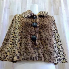 CECIL McBEE セシルマクビー ヒョウ柄レオパード フェイクファーコート M Aライン ショート丈 ポリエステル100%