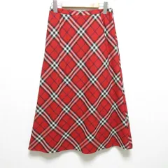 良品 BURBERRY LONDON バーバリーロンドン チェック柄 Aライン ロングスカート サイズ38 レッド  レディース 古着 中古 USED