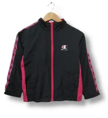 ④【送料無料】チャンピオン Champion ガールズ ウインドブレーカー ジップアップ ナイロンジャケット 温かな裏マイクロフリース 黒 ブラック ピンク 140cm ■管理番号L29525AWS26-251118-10(198)