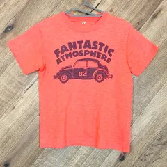 M1-02265【Kids】西松屋 半袖 Tシャツ 男の子 (130) / オレンジ 全体的に毛羽立ち有 内側、タグ記名有