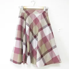 良品 BLUE LABEL CRESTBRIDGE ブルーレーベルクレストブリッジ チェック柄 イージー ひざ丈 フレアスカート 36 ピンク系 レディース 古着 中古 USED