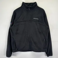 古着 コロンビア Columbia フリースジャケット 大きいサイズ ワンポイントロゴ刺繍 フルジップ アウトドア ボア XL  ブラック メンズ