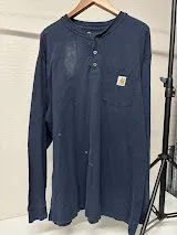 CARHARTT ヘンリーネック 長袖Tシャツ ネイビー XL US古着