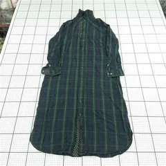 ◇ ⊇ ハク H.A.K チェック柄ロングシャツワンピース ネイビー グリーン系 レディース E  【1510070018366】