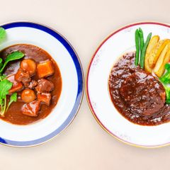 【3食セット】高級ビーフシチュー(1)シチューで煮込んだハンバーグ(2)