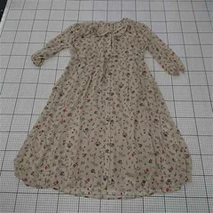 ◇ Θ ユニクロ UNIQLO 花柄ワンピース 7分袖 ポリエステル ベージュ系 S レディース E  【1510230004376】