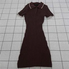 ◇ Θ ワンピース ザラ ZARA ポロカラーニットワンピース ブラウン系 M レディース E  【1510230007841】