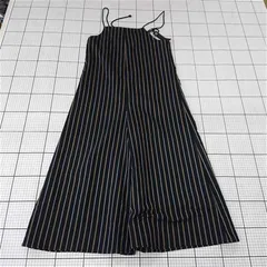 ◇ ⊂ 未使用 ジーナシス JEANASIS JS07103BAK ストライプワイドサロペット ブラック系 レディース F E  【1510230009920】