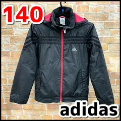 adidas アディダス　キッス・子供　フード付きアウター ウィンドブレーカー　ブラック×ピンク　サイズ:140  通学/普段着　USED現状品　YMO11-158-07-60