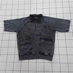 ◇ ⊂ クレイル CLEL ハーフジップ 半袖スウェット ブラック系 XS メンズ E 【1510230015198】のサムネイル