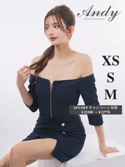 ネイビー [[ON3020-W-2511]【ANDY/アンディ】長袖/ ７分袖/ 半袖/ フロントジッパー/ ジッパー/ スリット/ オフショル/ タイト/ ミニドレス/ キャバドレス/ ディア　ローブドフルール　グロッシー