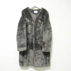 美品 BEAUTY&YOUTH ビューティー＆ユース ユナイテッドアローズ フェイクファーノーカラーコート S グレー レディース 古着 中古 USED