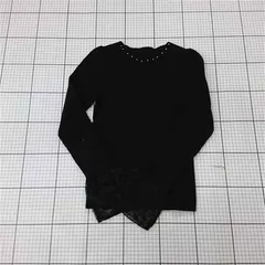 ◇ ⊇ プロポーションボディドレッシング レース袖リブニット ブラック系 M レディース E  【1510240001198】