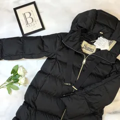 鑑定済み【 新品未使用 】ヘルノ ダウンコート 40 ( Sサイズ程度 )  PI1304D 12170 ブラック ゴールド金具 ポリエステル ダウン フェザー フーディー 撥水