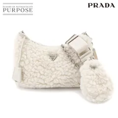 新品同様 プラダ PRADA Re-Edition 2005 ショルダー バッグ ウール シルク カシミヤ ホワイト 1BH204 Shoulder Bag 90283035
