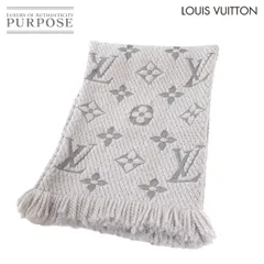 ルイ ヴィトン LOUIS VUITTON マフラー ロゴマニア ウール シルク グリペルル グレー M74742 Logomania Scarf 90288094