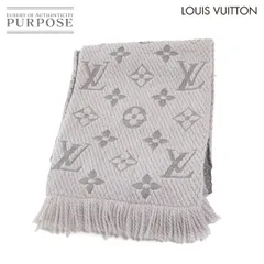 ルイ ヴィトン LOUIS VUITTON マフラー ロゴマニア ウール シルク グリペルル グレー M74742 Logomania Scarf 90288095
