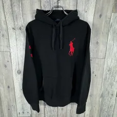 POLO RALPH LAUREN ポロ ラルフローレン レッド ビッグポニー 刺繍 Vガゼット 前V 裏起毛 スウェット スエット パーカー メンズ M サイズ