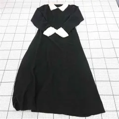 ◇ ⊇ ジュノア JUNOAH バイカラーカフスワンピース ブラック系 Mサイズ レディース E  【1510240003390】