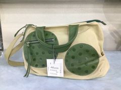 カワカワ✨ビッグファスナー 楕円トートバッグ 本革 柔らかレザー 