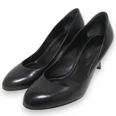 良品 Sergio Rossi セルジオロッシ レザー アーモンドトゥ ヒールパンプス 34 約21cm ブラック レディース 古着 中古 USED