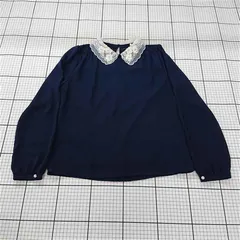 ◇ Θ ミッシュマッシュ MISCH MASCH レース襟ネイビー長袖ブラウス レディース M E  【1510240004304】