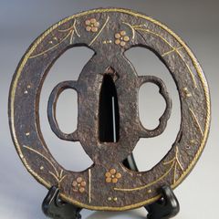 鍔 【 鉄地 槌目仕上 刀匠鍔 】 日本刀 刀装具 鐔 骨董 古美術