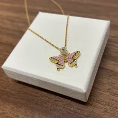 ◎スワロフスキー ネックレス バタフライ ピンク レディース 箱付き