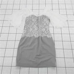 ◇ ⊇ ワンピース デイジーストア dazzystore レース切替ワンピース LLサイズ グレー系 レディース E  【1510240007381】