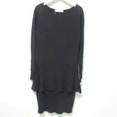 未使用 VIKTOR&ROLF ヴィクター&ロルフ フリル ロングスリーブ 長袖 ひざ丈 タイト ペプラムワンピース ニットドレス M ブラック レディース 古着 中古 USED