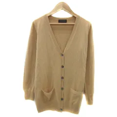 トゥモローランドコレクション TOMORROWLAND collection ニットカーディガン Vネック ミドル丈 無地 ウール S キャメル /YS35