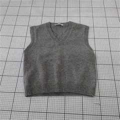 ◇ ⊇ ザラ ZARA グレー系 Vネックニットベスト Lサイズ レディース E  【1510290009694】