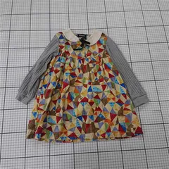 ◇ ⊇ クレードスコープ kladskap ベージュ系 幾何学柄 長袖ワンピース 110 キッズ E  【1511060028488】