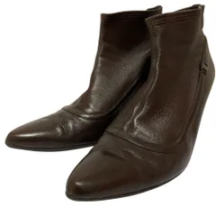 良品 Salvatore Ferragamo サルヴァトーレフェラガモ レザー ポインテッドトゥ ショートブーツ サイズ8.5 25.5cm相当 ブラウン レディース 古着 中古 USED
