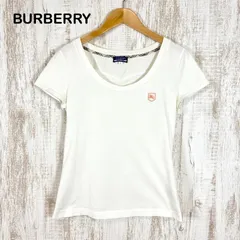 BURBERRY BLUE LABEL バーバリーブルーレーベル ホースロゴ刺繍 ノバチェック バック ロゴプリント 丸首 クルーネック Tシャツ 半袖 トップス ホワイト