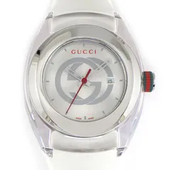 グッチ GUCCI 腕時計 シンク 137.3/YA137303 インターロッキング G サンレイ シルバー文字盤 デイト ホワイト ラバー SS クオーツアナログ 【中古】のサムネイル