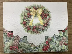 【残り1点のみ】Ｘ'mas！Carol Wilson BOX入りカード（10枚入り）【正規品】 Christmas Holiday Gold Bow Wreath