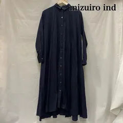 ミズイロインド Aライン シャツワンピース シェルボタン navy cotton100% レディース - ISItems【USED】【古着】【中古】50146856