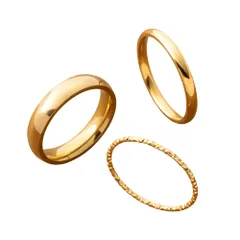 【ゴールド×20号】[Cream dot. クリームドット公式] リング 指輪 レディース   3点セット ステンレス製 金属アレルギー つけっぱなし サージカルステンレス セットリング 重ねづけ 甲丸 太め 細め メタル 艶  