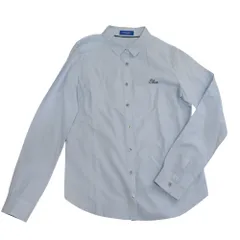良品 BLUE LABEL CRESTBRIDGE  ブルーレーベルクレストブリッジ ロゴ刺繍 ロングスリーブシャツ 36 ライトブルー レディース 古着 中古 USED