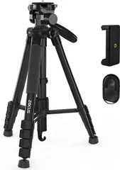 三脚 リモコン付き 一脚可変式 全高1900mm 脚径26mm 5段 3Way雲台 水準器 クイックシュー式 アルミ製 スマホホルダー キャリングバッグ付き 一眼レフ ビデオ カメラ スマホ対応 ブラック