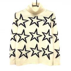 パーリーゲイツ タートルネックセーター アイボリー×ネイビー 星柄 ニット ウール100％  レディース 0(S) ゴルフウェア PEARLY GATES