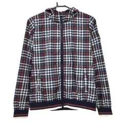【美品】トミーヒルフィガーゴルフ ジップパーカー ネイビー×白 千鳥格子 裏地付  メンズ M ゴルフウェア Tommy Hilfiger Golf