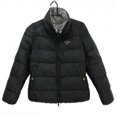 【美品】キャロウェイ 4WAYダウンジャケット 黒 裏総柄 三角 リバーシブル 袖着脱可 レディース M ゴルフウェア Callaway