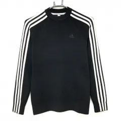 【新品】アディダス セーター 黒×白 3ライン ウール混 ニット レディース M ゴルフウェア adidas