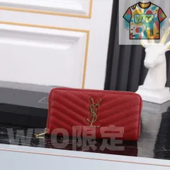 【今日特価】Y家 人気爆発ウォレット, Vラインシングルジップ, キャビアホワイトゴールドボタン, 高品質で使い勝手抜群！[本日特価|新品未使用品]