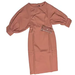 【訳あり】ドレス ピンク(Sサイズ) 結婚式 パーティー お呼ばれ タイト 袖あり フォーマル 二次会 きれいめ 大人可愛い