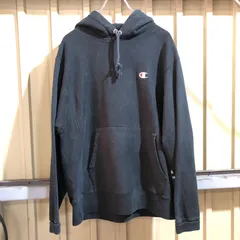 893 Champion REVERSE WEAVE パーカー ブラック M チャンピオン リバースウィーブ スウェット ワンポイント 刺繍ロゴ 古着卸 アメリカ仕入